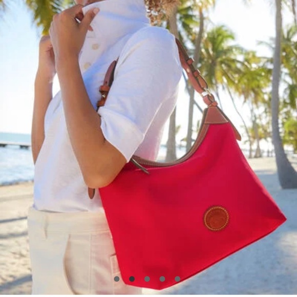 Dooney & Bourke Erica Nylon with Leather Trim Large Red Shoulder Bag - Picture 2 of 13